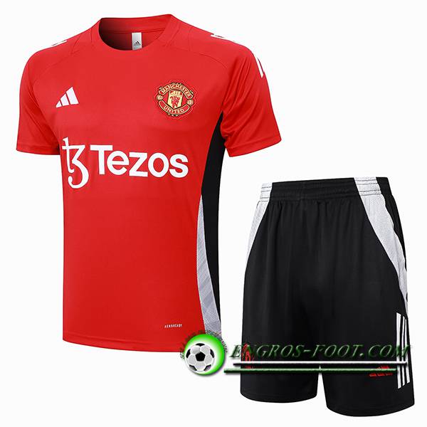 Ensemble Training T-Shirts Manchester United Rouge/Blanc/Blanc 2024/2025