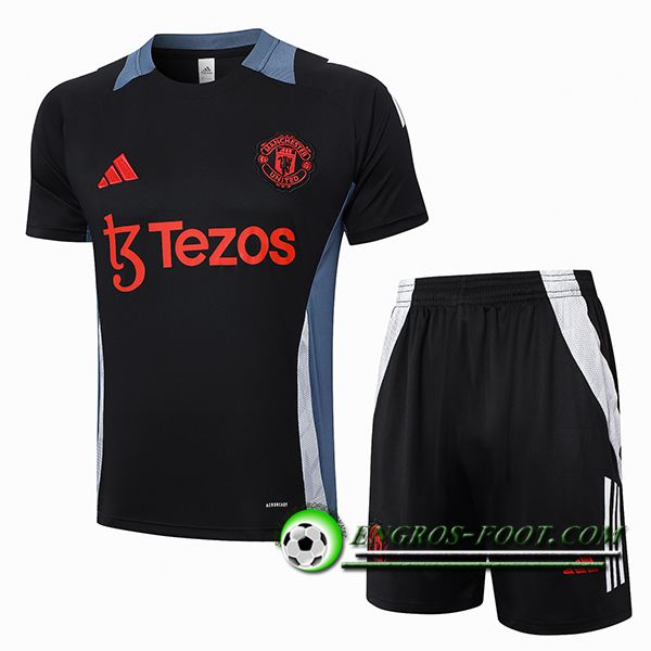 Ensemble Training T-Shirts Manchester United Noir/Gris/Blanc 2024/2025