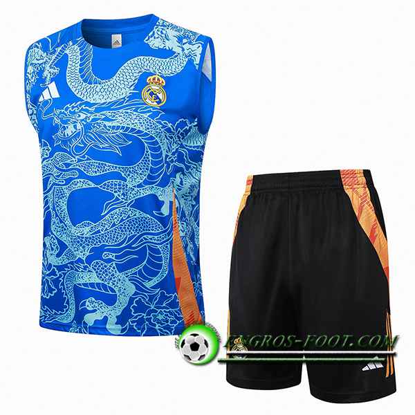 Ensemble Training Debardeur Real Madrid Bleu/Orange 2024/2025