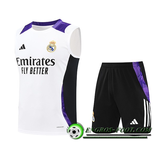 Ensemble Training Debardeur Real Madrid Blanc/Noir/Pourpre 2024/2025