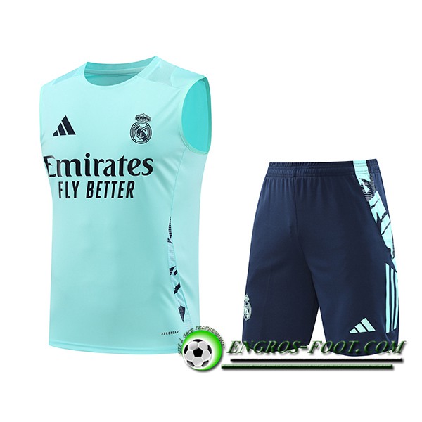 Ensemble Training Debardeur Real Madrid Vert/Bleu 2024/2025