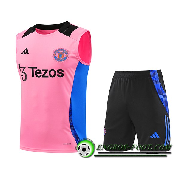 Ensemble Training Debardeur Manchester United Rose/Bleu/Noir 2024/2025