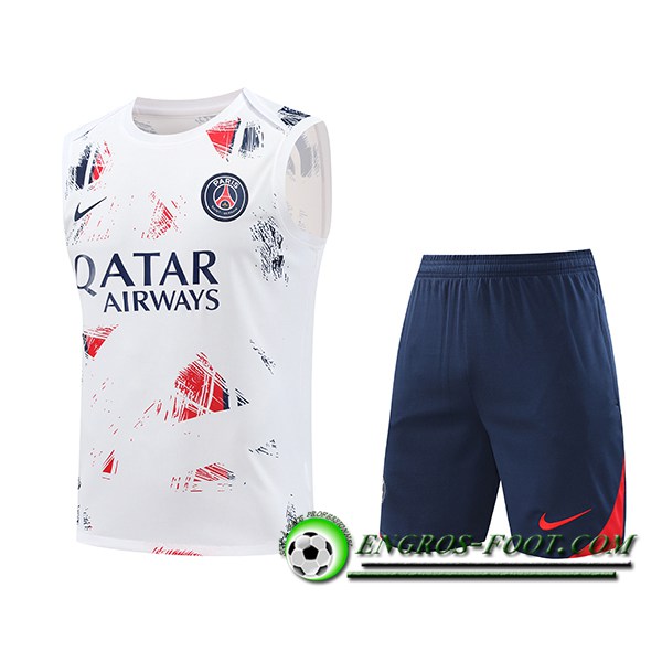 Ensemble Training Debardeur PSG Blanc/Bleu/Rouge 2024/2025