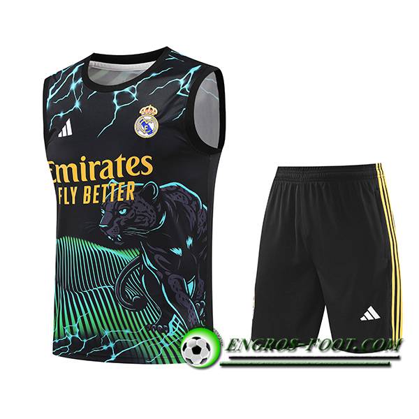 Ensemble Training Debardeur Real Madrid Noir/Vert/Jaune 2024/2025