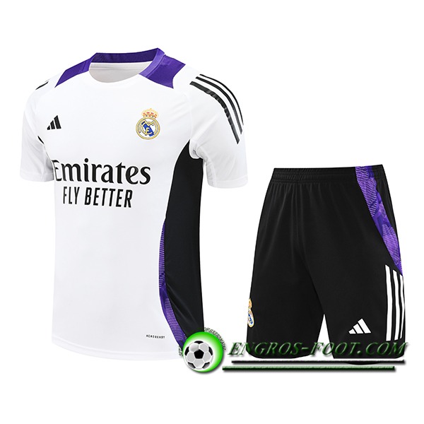 Ensemble Training T-Shirts Real Madrid Blanc/Noir/Pourpre 2024/2025