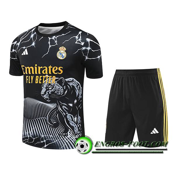 Ensemble Training T-Shirts Real Madrid Noir/Blanc/Jaune 2024/2025