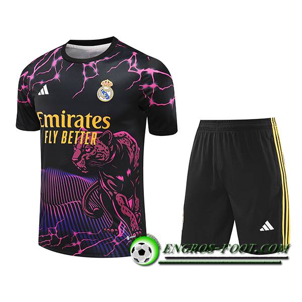 Ensemble Training T-Shirts Real Madrid Noir/Pourpre/Jaune 2024/2025