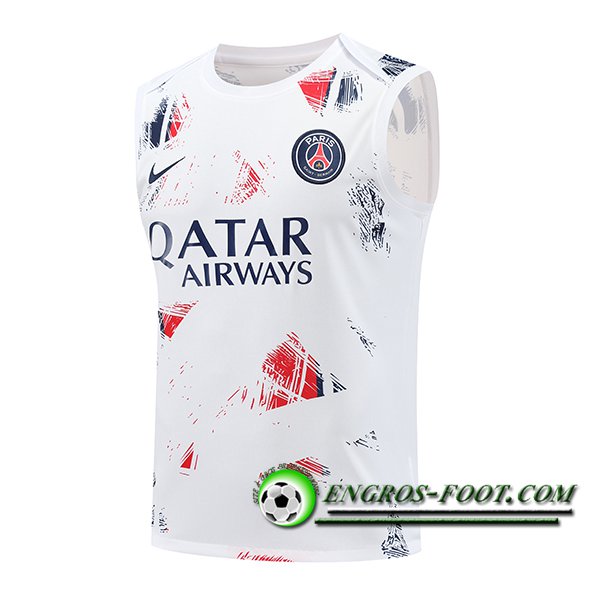 Training Debardeur PSG Blanc/Bleu/Rouge 2024/2025