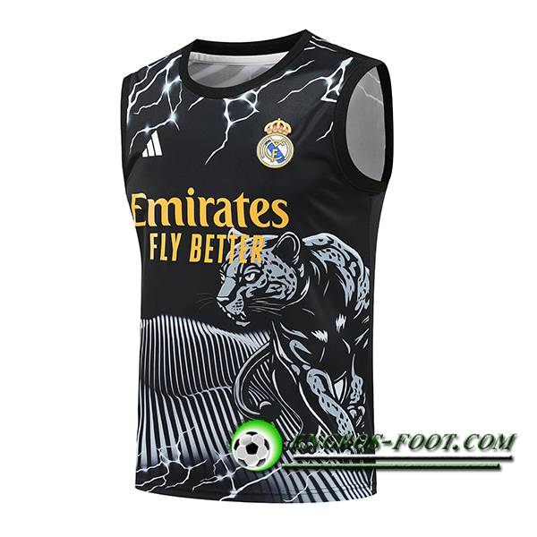 Training Debardeur Real Madrid Noir/Blanc/Jaune 2024/2025