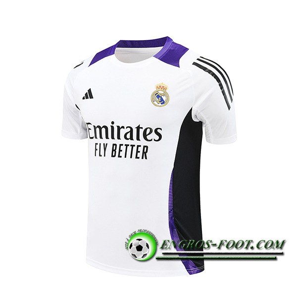 Training T-Shirts Real Madrid Blanc/Noir/Pourpre 2024/2025