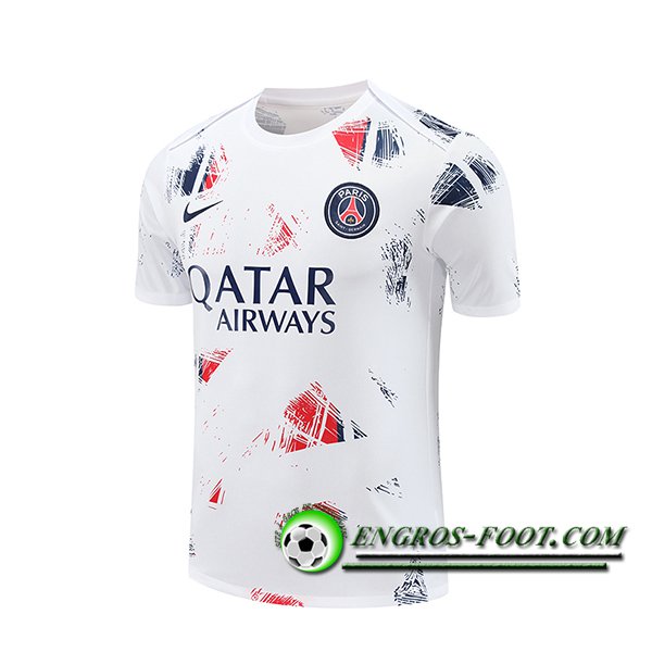 Training T-Shirts PSG Blanc/Bleu/Rouge 2024/2025