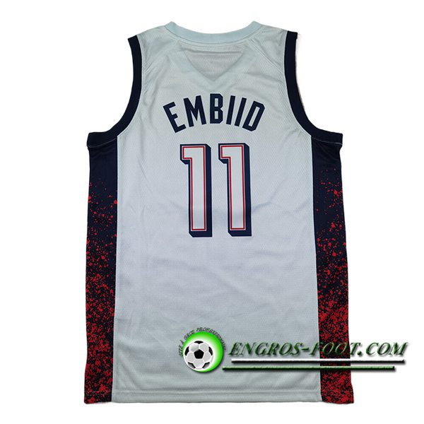 Maillot USA (EMBIID #11) 2024/25 Blanc/Noir/Rouge