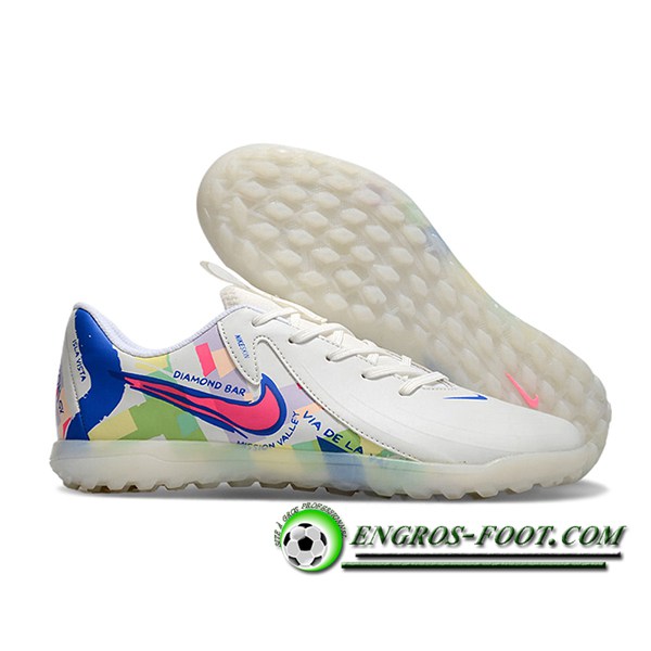 Nike Chaussures de Foot PHANTOM GX II CLUB TF Blanc/Vert/Rose