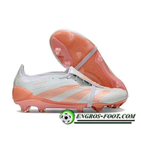 Adidas Chaussures de Foot Predator Elite Tongue FG Blanc/Rose