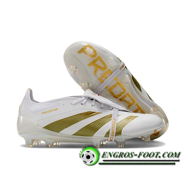 Adidas Chaussures de Foot Predator Elite Tongue FG Blanc/Jaune