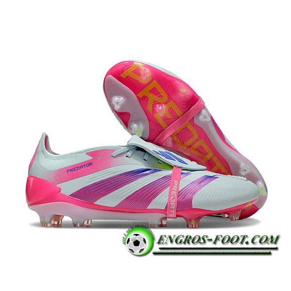 Adidas Chaussures de Foot Predator Elite Tongue FG Blanc/Rose -02