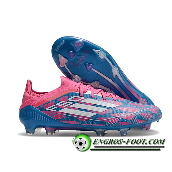 Adidas Chaussures de Foot F50 Elite FG Rose/Bleu/Blanc -02