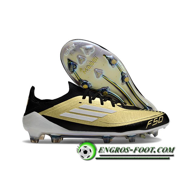 Adidas Chaussures de Foot F50 Elite FG Jaune/Noir/Blanc -02