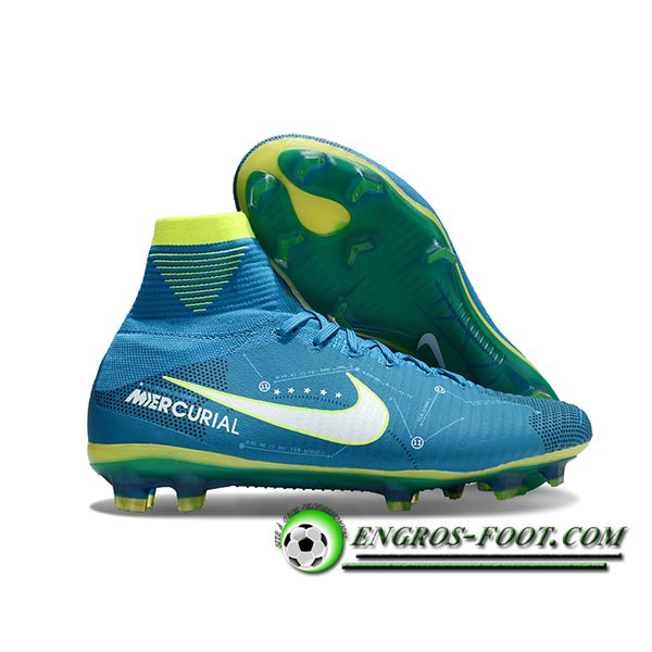 Nike Chaussures de Foot Zoom Superfly 5 Elite FG Bleu/Blanc/Vert