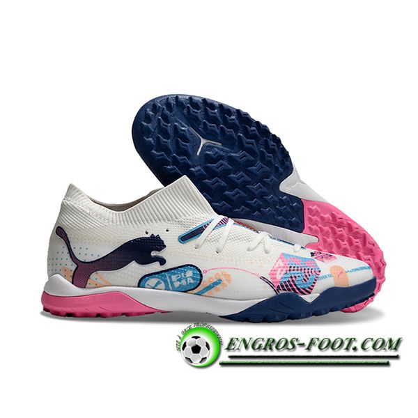 PUMA Chaussures de Foot FUTURE 7 ULTIMATE TF Blanc/Rose/Bleu