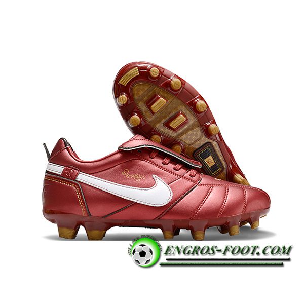 Nike Chaussures de Foot Tiempo Legend R10 Elite FG Rouge/Blanc