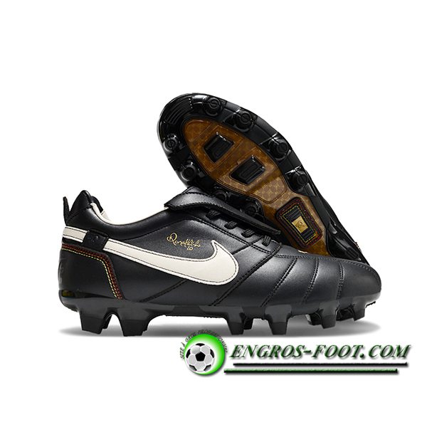 Nike Chaussures de Foot Tiempo Legend R10 Elite FG Blanc/Noir