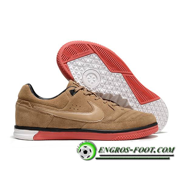 Nike Chaussures de Foot Gato IC Brun/Rouge