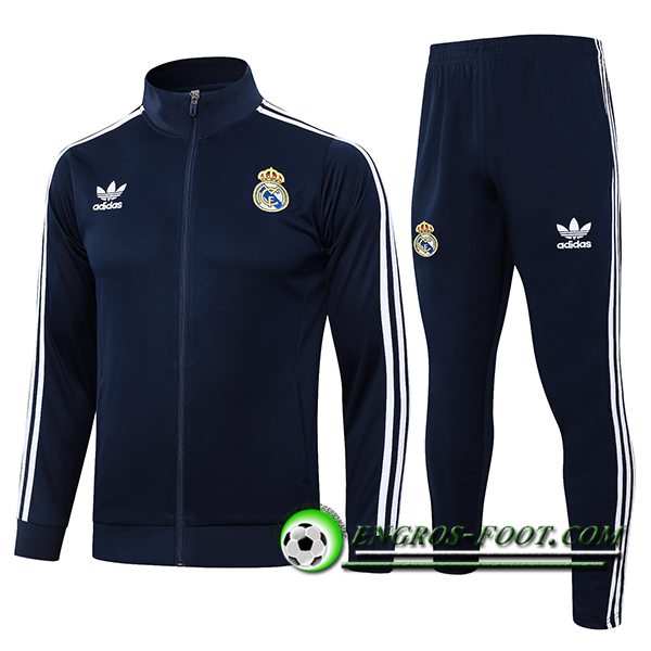 Ensemble Survetement de Foot Veste Foot Real Madrid Bleu Royal 2024/2025