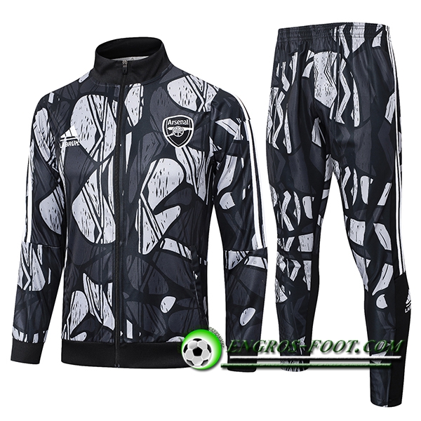 Ensemble Survetement de Foot Veste Foot Arsenal Noir/Gris 2024/2025