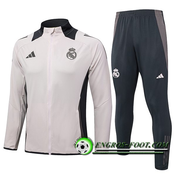 Ensemble Survetement de Foot Veste Foot Real Madrid Rose/Gris 2024/2025