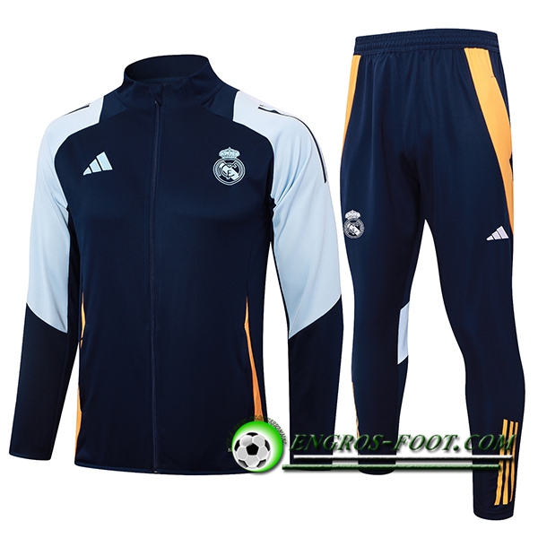 Ensemble Survetement de Foot Veste Foot Real Madrid Bleu Foncé 2024/2025