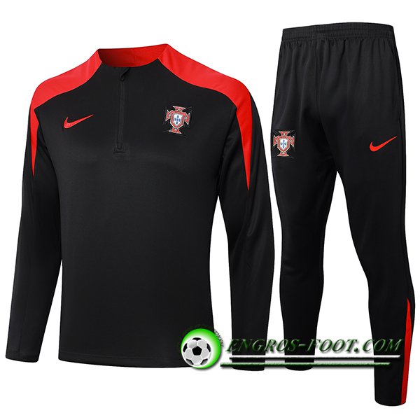 Ensemble Survetement de Foot Portugal Noir/Rouge 2024/2025 -02