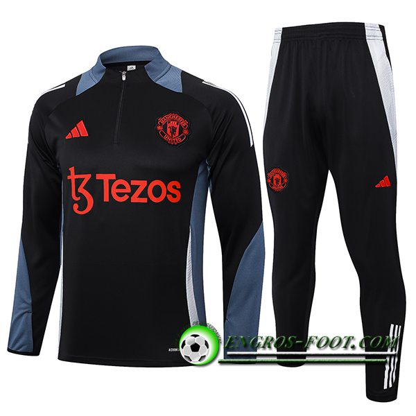 Ensemble Survetement de Foot Manchester United Noir/Gris 2024/2025 -02