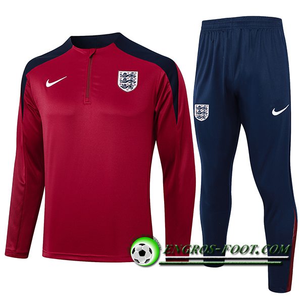 Ensemble Survetement de Foot Angleterre Rouge/Noir 2024/2025