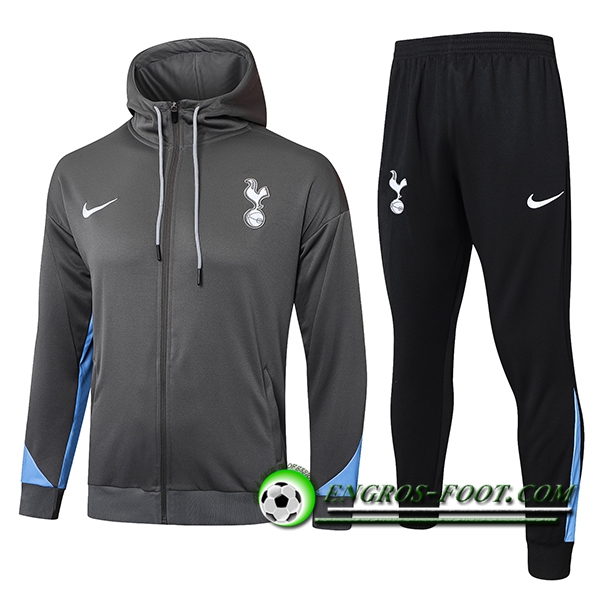 Ensemble Survetement Veste A Capuche Coupe-Vent Tottenham Hotspur Gris/Bleu 2024/2025