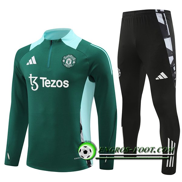 Ensemble Survetement de Foot Manchester United Vert/Bleu 2024/2025