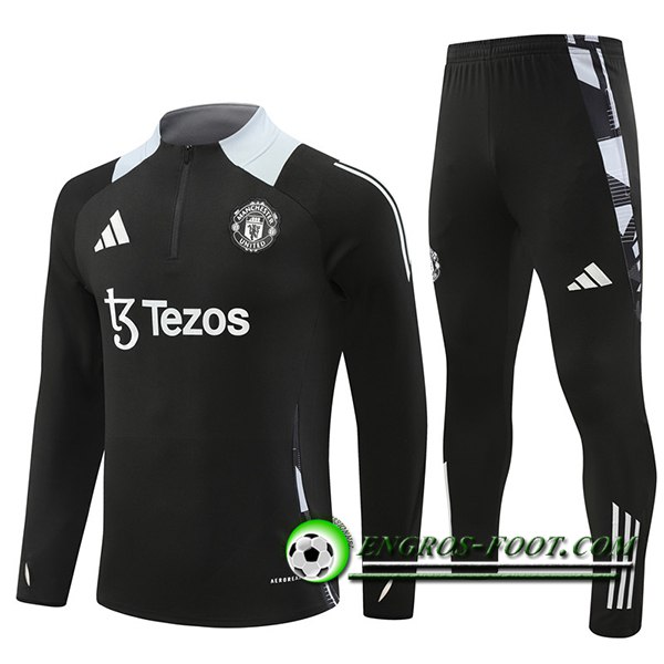 Ensemble Survetement de Foot Manchester United Noir/Gris 2024/2025 -03