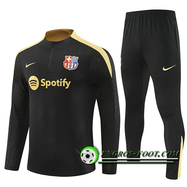 Ensemble Survetement de Foot FC Barcelone Noir/Jaune 2024/2025