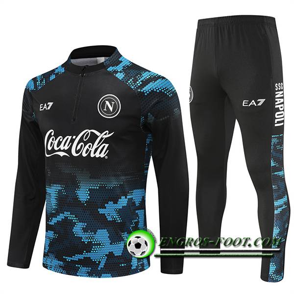 Ensemble Survetement de Foot SSC Naples Noir/Bleu 2024/2025