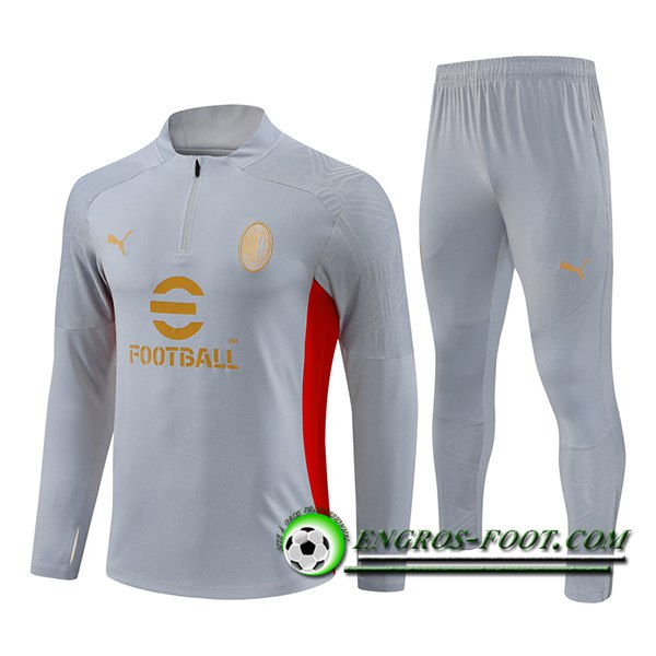 Ensemble Survetement de Foot Milan AC Gris/Rouge 2024/2025