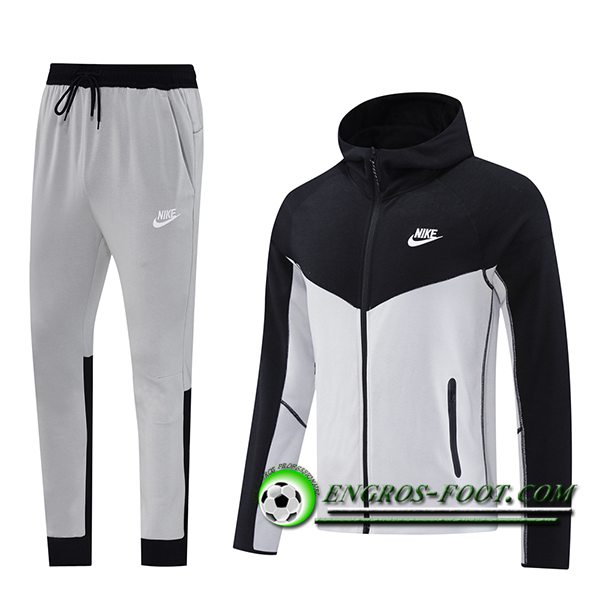 Ensemble Survetement Veste A Capuche Coupe-Vent Nike Gris/Noir 2024/2025