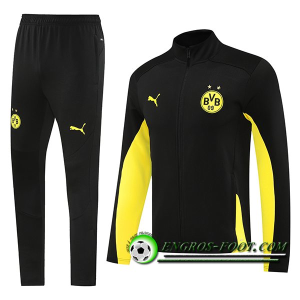 Ensemble Survetement de Foot Veste Foot Dortmund Noir/Jaune 2024/2025