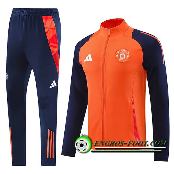 Ensemble Survetement de Foot Veste Foot Manchester United Orange/Pourpre 2024/2025