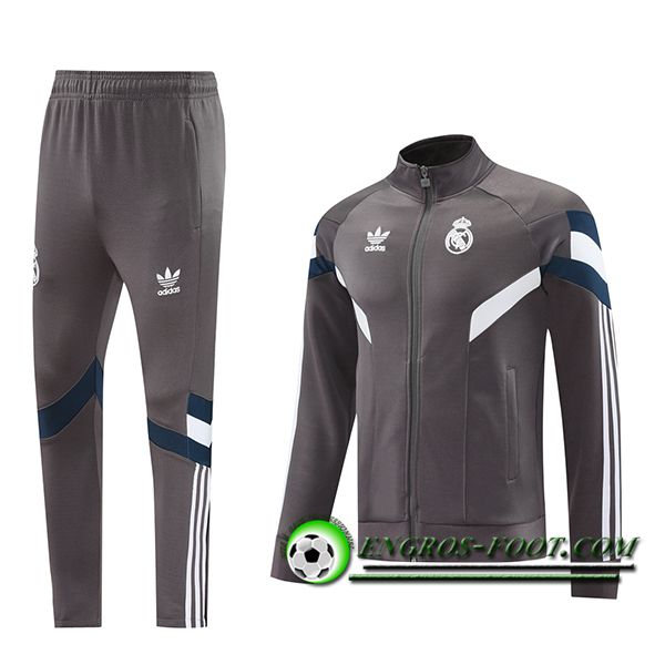 Ensemble Survetement de Foot Veste Foot Real Madrid Gris 2024/2025