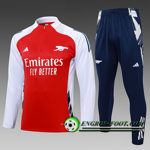 Ensemble Survetement de Foot Arsenal Enfant Rouge/Blanc 2024/2025 -02