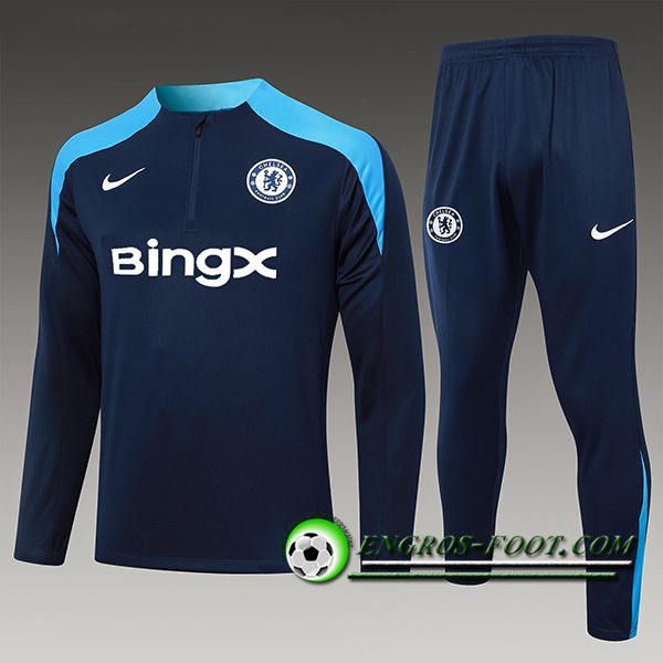 Ensemble Survetement de Foot FC Chelsea Enfant Bleu Royal 2024/2025 -02