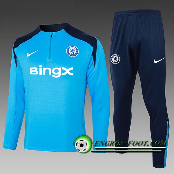 Ensemble Survetement de Foot FC Chelsea Enfant Bleu 2024/2025