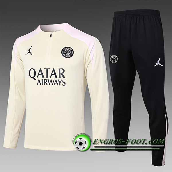 Ensemble Survetement de Foot PSG Enfant Beige/Rose 2024/2025