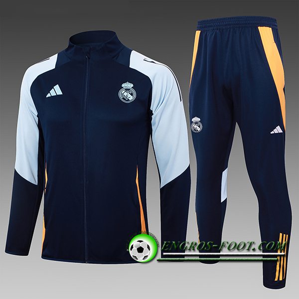 Ensemble Survetement de Foot Real Madrid Enfant Bleu/Orange 2024/2025 -02