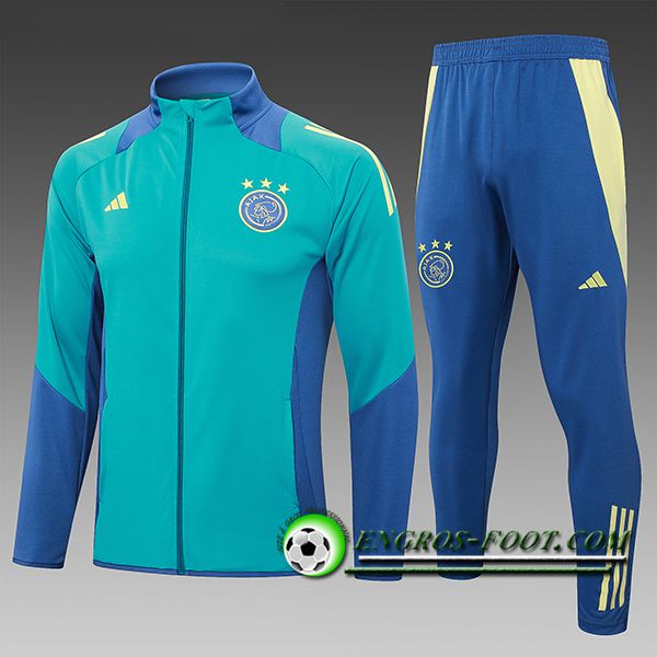 Ensemble Survetement de Foot Ajax Enfant Vert/Bleu 2024/2025